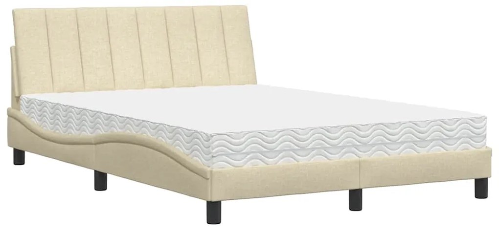 3310522 vidaXL Легло с матрак Hanko, кремаво, 120x200 см, плат