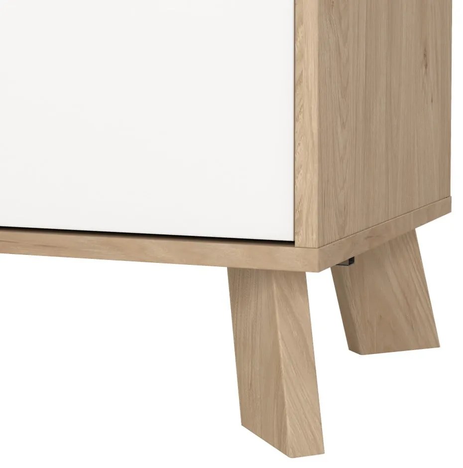 Скрин от дъбов декор в бял и естествен цвят 99x73x39 cm Ikast – Tvilum