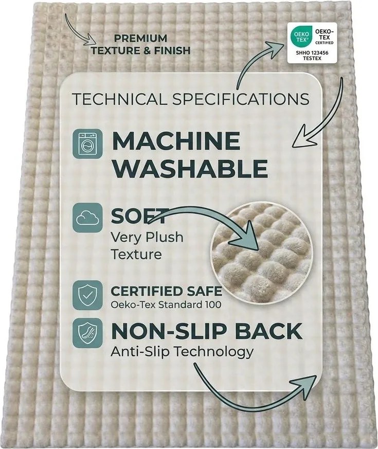 Килим подходящ за пране в цвят слонова кост 150x230 cm Bubble Emarald – Mila Home