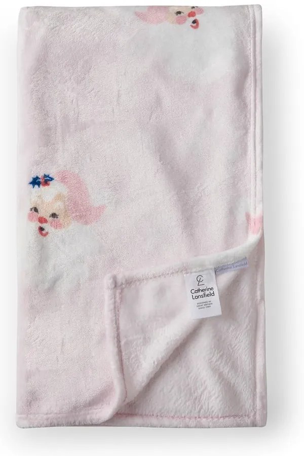Светлорозово одеяло с коледен мотив от микроплюш 130x170 cm Vintage Christmas Santa – Catherine Lansfield
