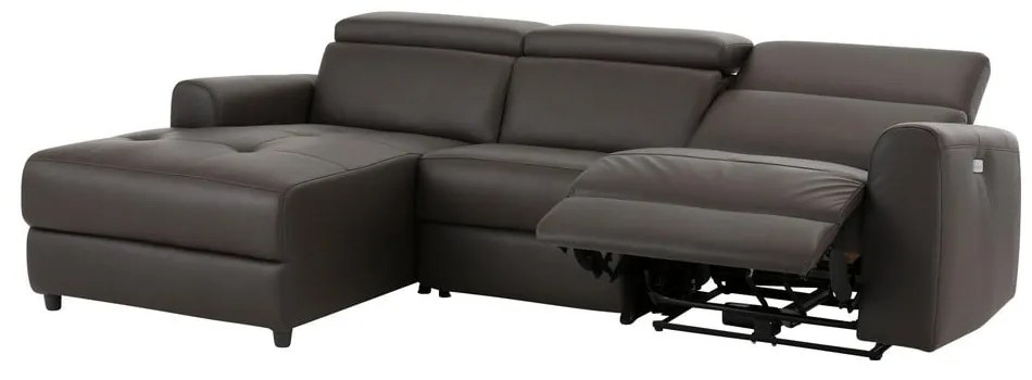Тъмнокафяв ъглов диван от изкуствена кожа (ляв ъгъл) Capena – Støraa