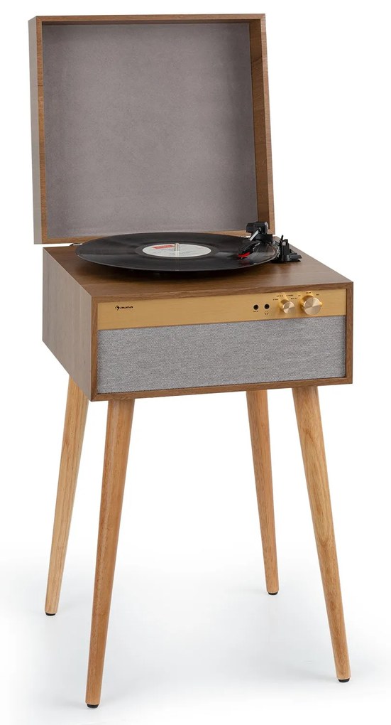 Auna Berklee TT Case, грамофон, ремъчно задвижване, 33 1/3 и 45 оборота/минута, стерео колони