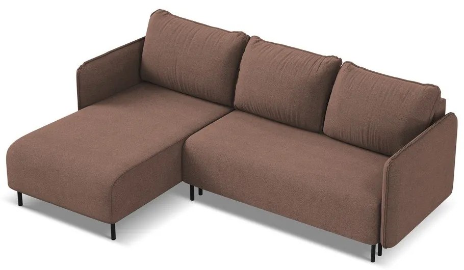 Розов разтегателен ъглов диван с място за съхранение (ляв ъгъл) Luana – Makamii