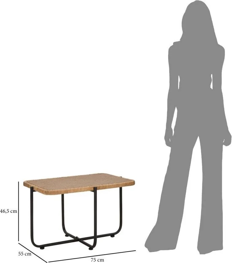 Черна/естествена ратанова масичка за кафе 55x75 cm Cebu – Mauro Ferretti