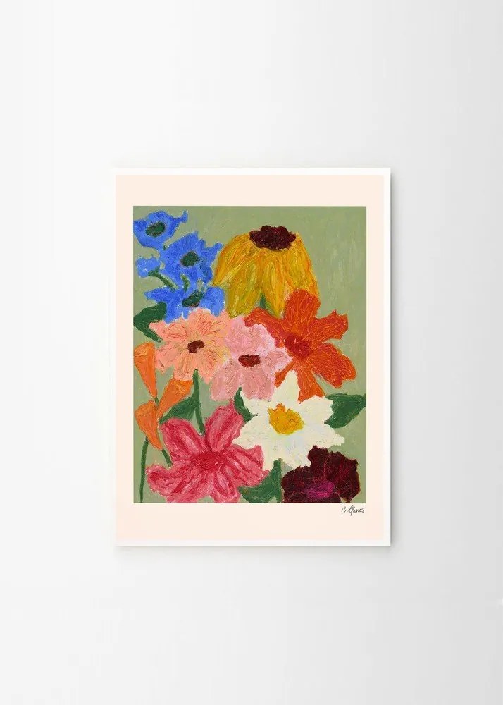 Постер 50x70 cm Flowers on Sage Green – Carla Llanos – The Poster Club