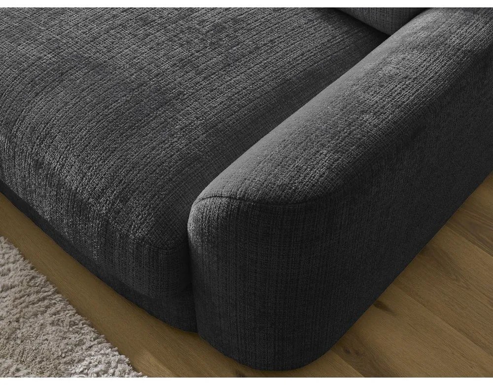 Черен шенилов ъглов диван (ляв ъгъл) Leonore – Bobochic Paris