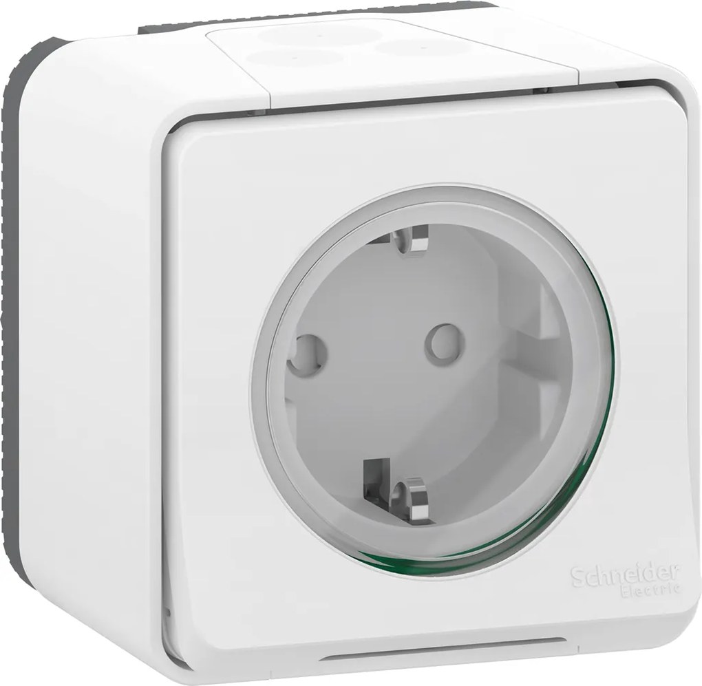 SE Контакт шуко 16A единичен с детска защита моноблок IP55 автоматични клеми цвят Бял Mureva  - MUR39034