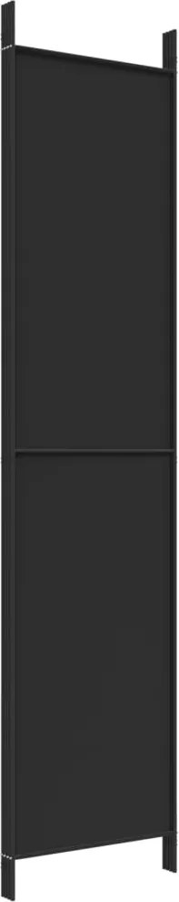 Параван за стая Rice, 4 панела, черен, 200x220 cм, плат