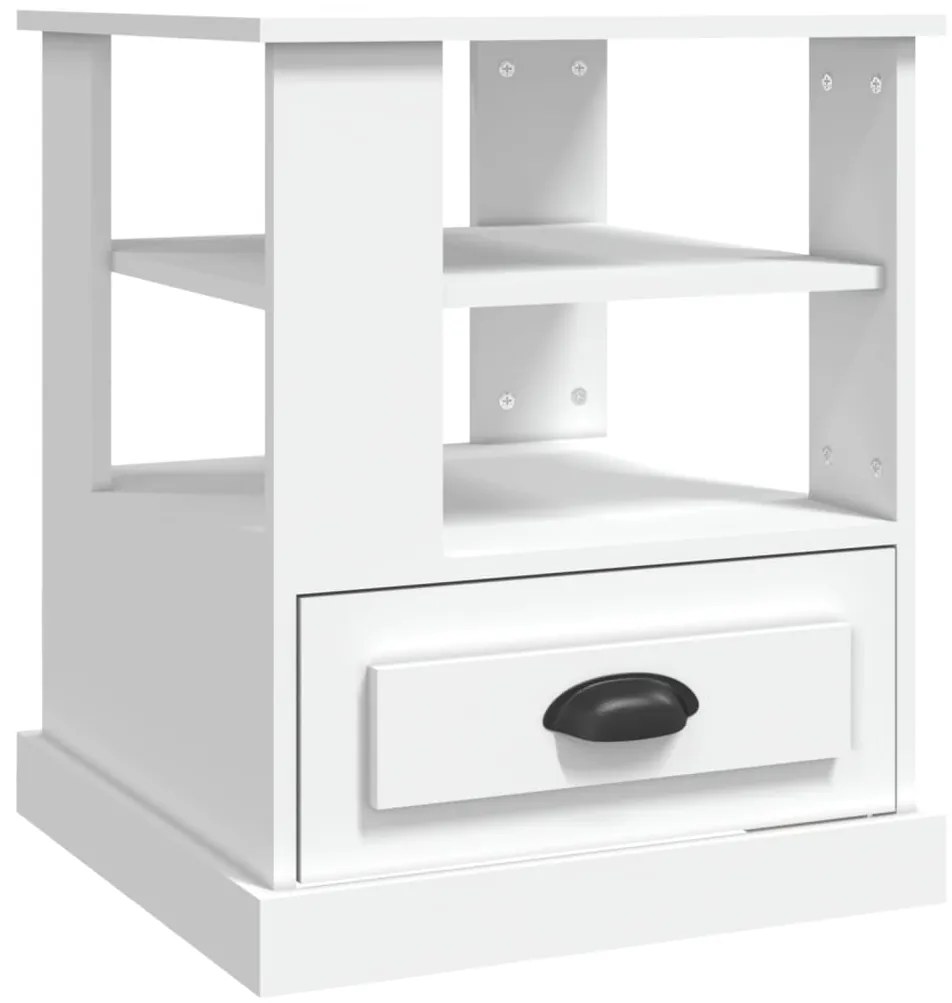 816408 vidaXL Странична маса, бяла, 50x50x60 см, инженерно дърво