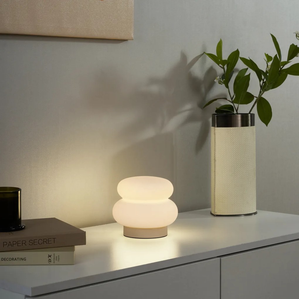 Japandi настолна лампа бежова с опалово стъкло 15 см - Kumo