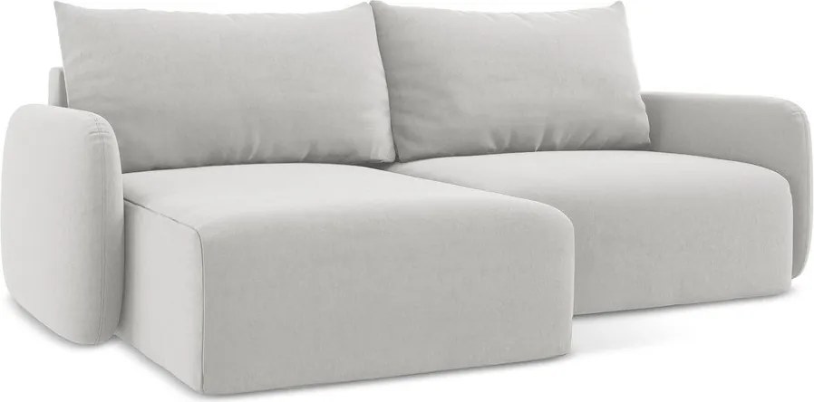 Светлосив кадифен сгъваем/с място за съхранение ъглов диван (ляв ъгъл) Kalena – Makamii