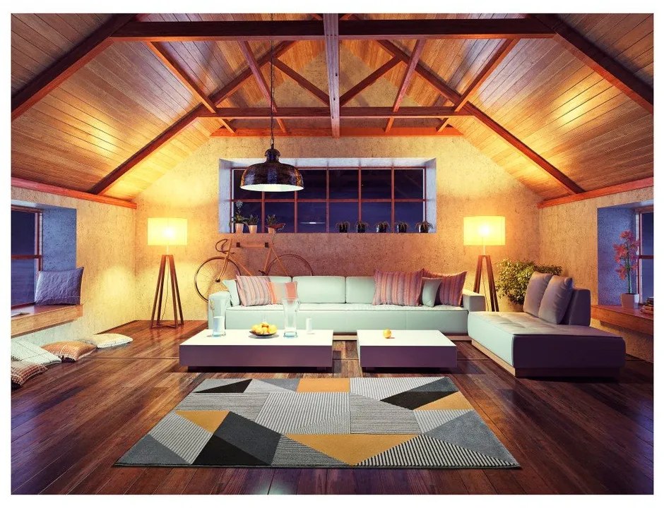 Оранжев и сив килим Gladys Duro, 60 x 120 cm - Universal