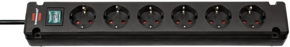 Brennenstuhl Разклонител с копче ЧЕРЕН 6x2P+E с кабел 3 метра / 1.5mm2 Bremounta  /до изчерпване/ - 1150650316