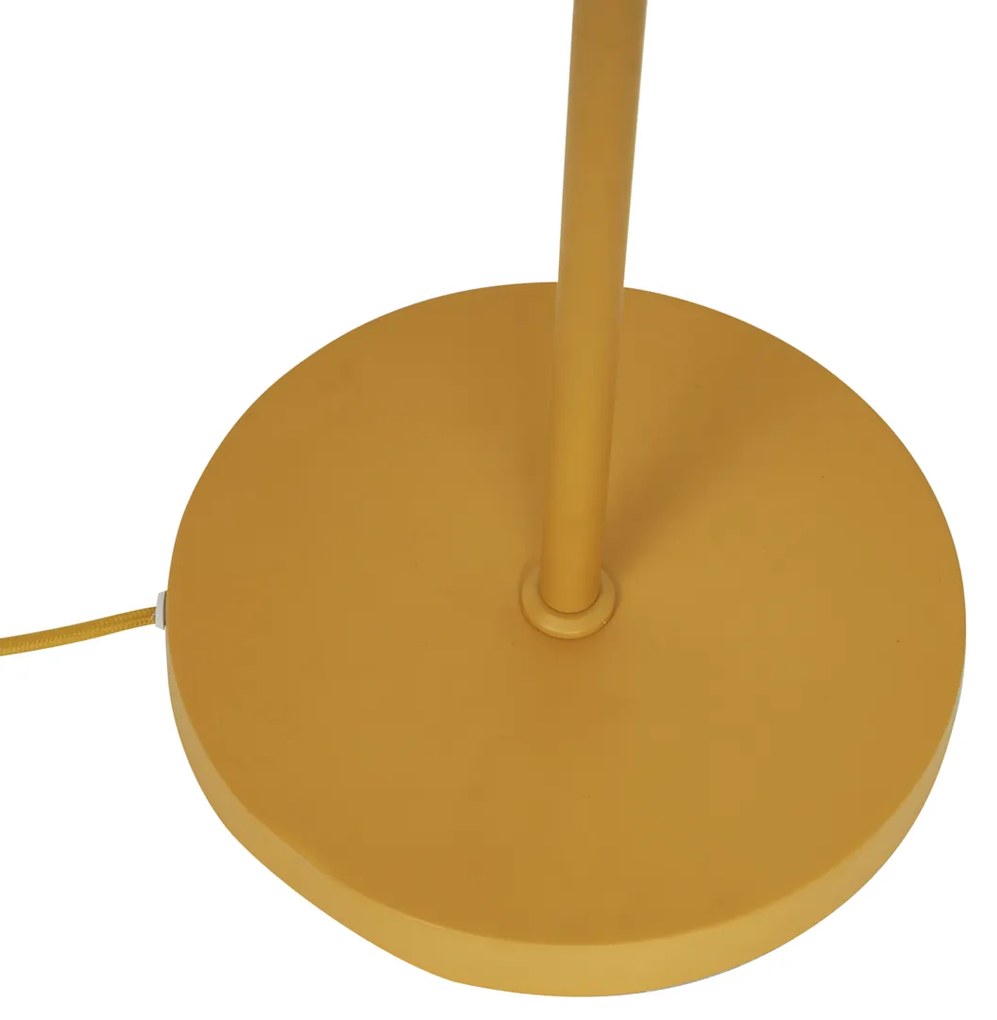 Ретро подова лампа горчично жълта с матирано стъкло - Феде