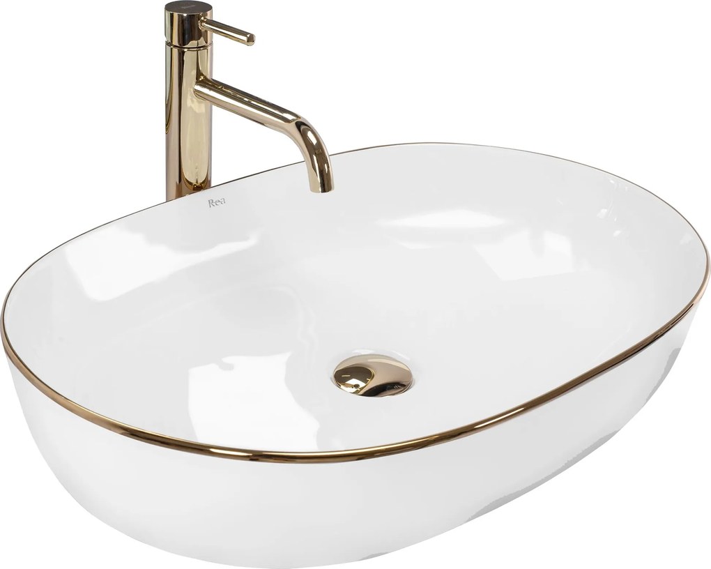 Умивалник за плот Rea CLEO White Gold Edge