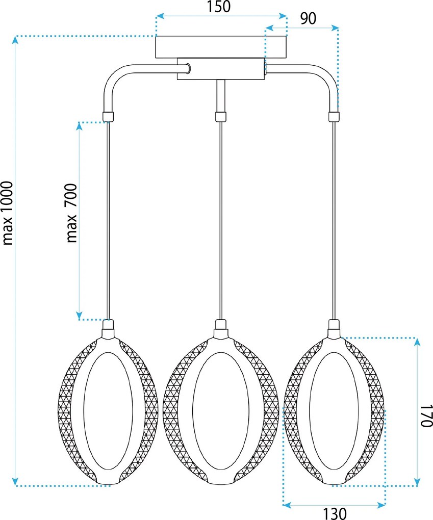 ВИСЯЩА ТАВАННА LED ЛАМПА G176-3CP GOLD