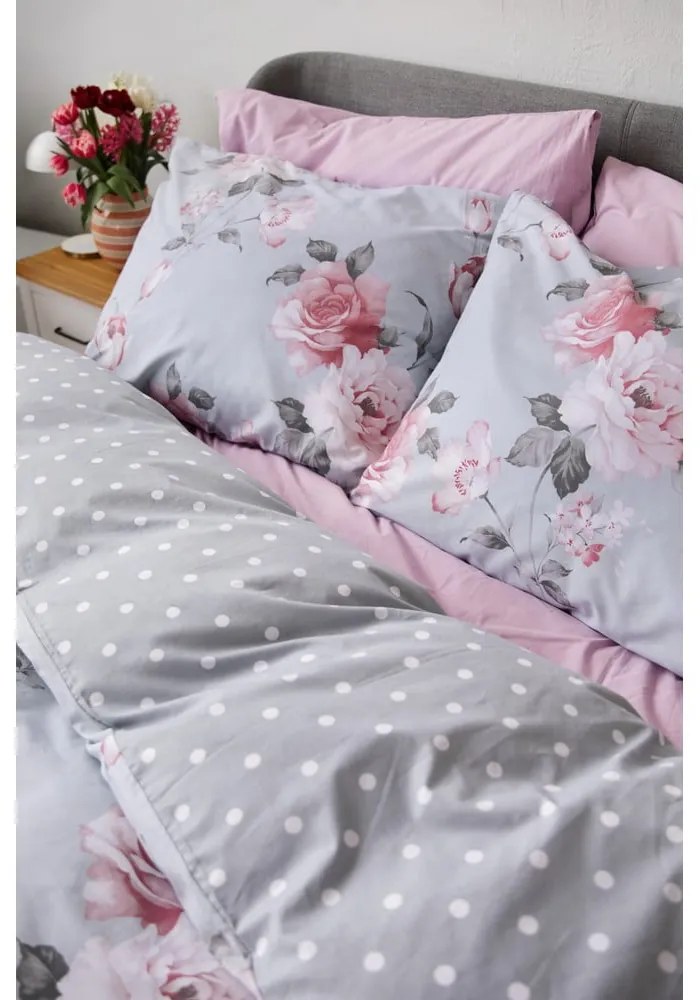 Сиво памучно спално бельо за двойно легло , 200 x 220 cm Belle - Bonami Selection