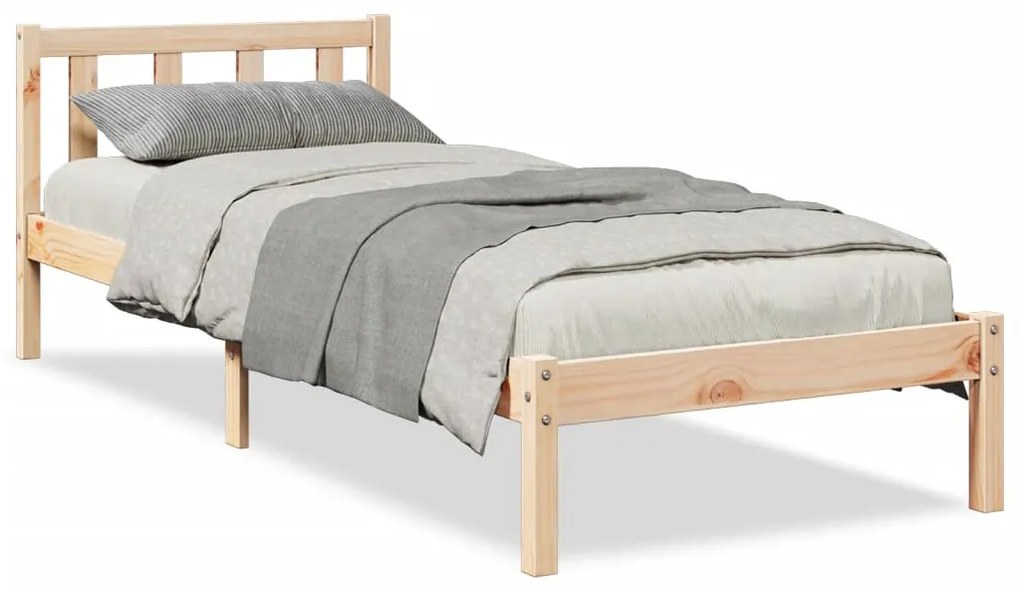 852444 vidaXL Екстра дълга рамка за легло, без матрак, 90x220 см, бор масив