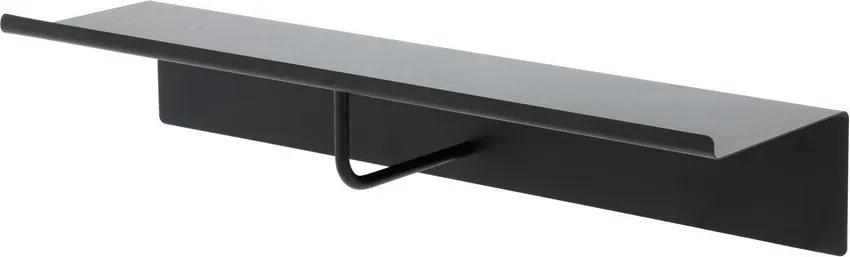 Черна стоманена стенна закачалка с рафт 21,5 cm A-Coat – Zone