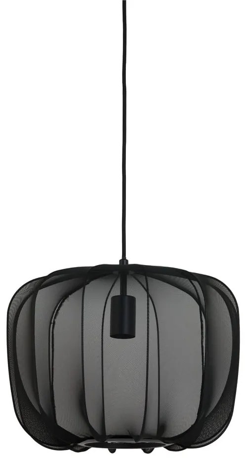 Черно висящо осветително тяло с текстилен абажур ø 40 cm Plumeria – Light & Living