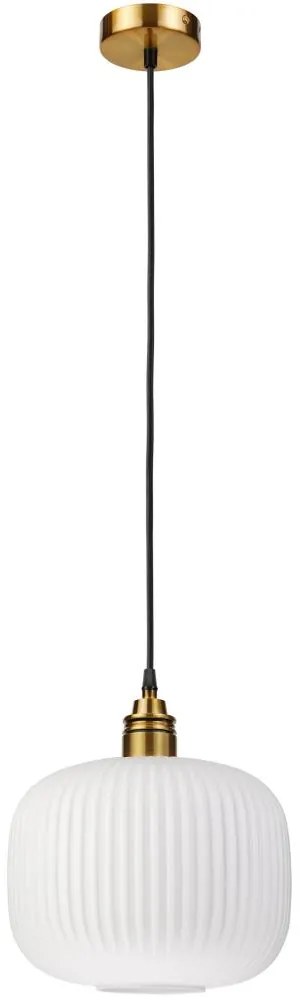 Подвесен полилей на кабел HECTOR 1xE27/15W/230V, бял/месинг, диаметър 25 см