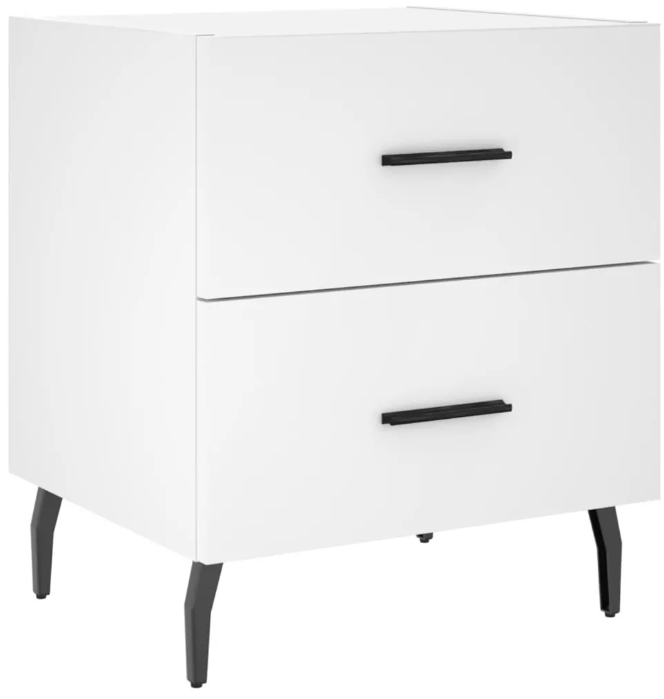 827340 vidaXL Нощно шкафче, бяло, 40x35x47,5 см, инженерно дърво