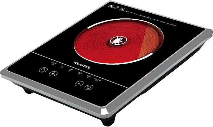 Инфрачервен котлон Kumtel HCA-1001, 2000W, Витрокерамика, 6 предварително зададени функции, Сензорно управление, Таймер, Черен
