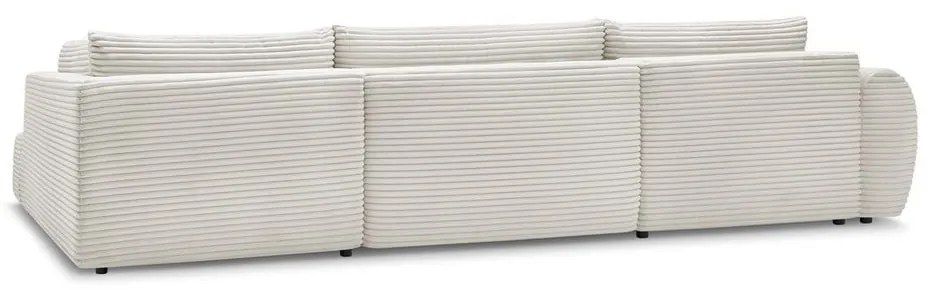 Кремав разтегателен ъглов диван от рипсено кадифе (ляв ъгъл/"U" форма) Lucien – Bobochic Paris