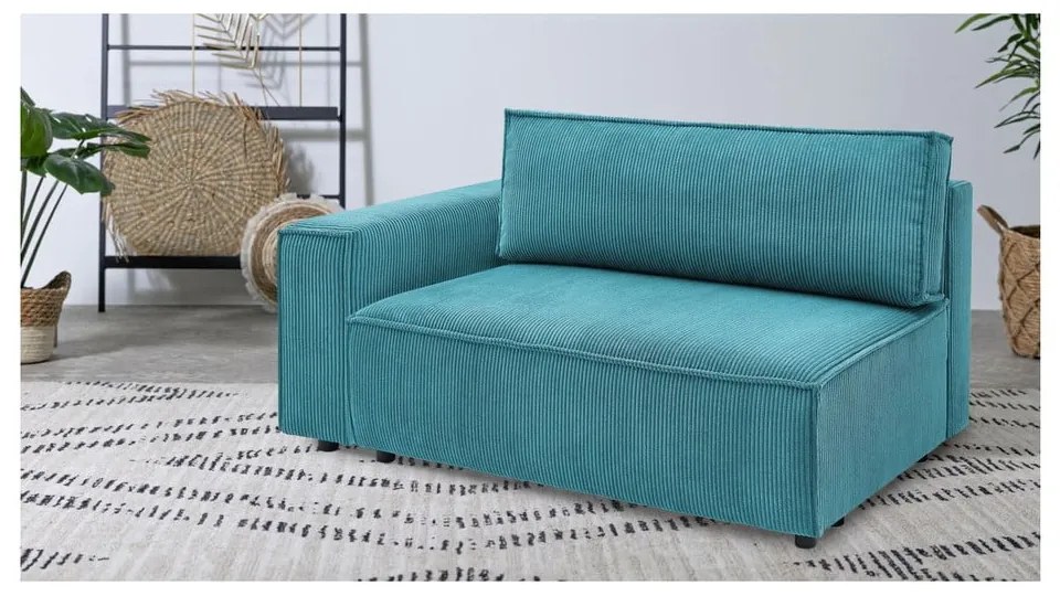 Модул за диван от син велур, ляв ъгъл Nihad modular – Bobochic Paris