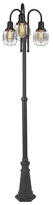 Умна външна лампа черна 3 светлини IP44 вкл. WiFi ST64 - Guardado