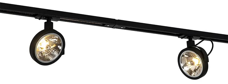 Релсова система с 5 прожектора черна 1-фазен - Go
