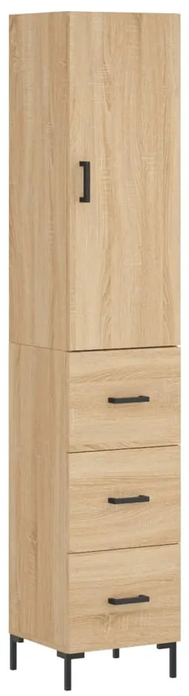 3198852 vidaXL Висок шкаф, сонома дъб, 34,5x34x180 см, инженерно дърво