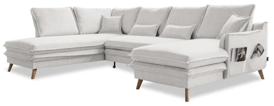 Бежов разтегателен ъглов диван (ляв ъгъл/"U" форма) Charming Charlie – Miuform