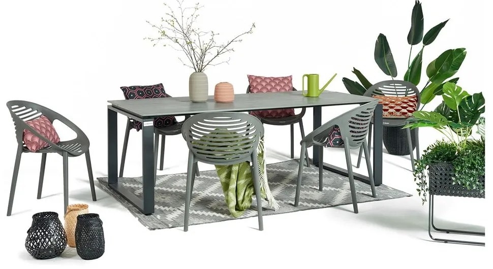 Градински комплект за хранене за 6 души със сив стол Joanna и маса Strong, 210 x 100 cm Strong & Joanna - Bonami Selection