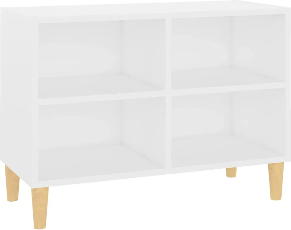 805923 vidaXL ТВ шкаф с крака от дърво масив, бял, 69,5x30x50 см