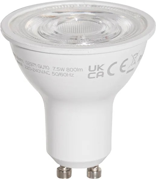 Комплект от 5 GU10 50mm LED крушки прозрачни 7.5W 800 lm 3000K