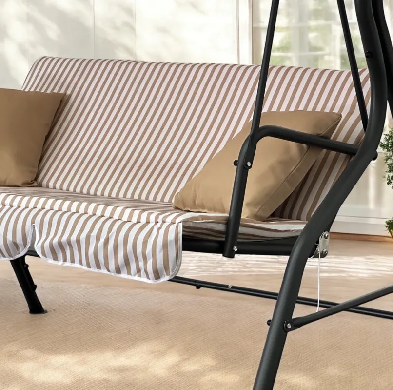 Градинска люлка за 3 души - бежова