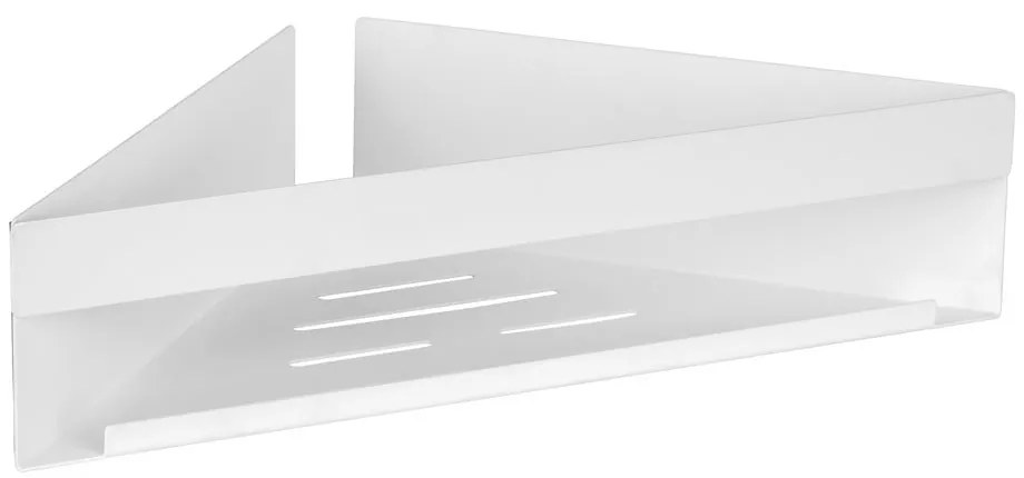 Ъглов рафт за баня без пробиване от неръждаема стомана в матово бял цвят Genova – Wenko