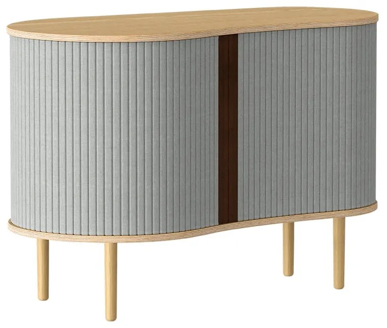 Нисък скрин с дъбов декор в сиво-натурален цвят с плъзгащи се врати 100x67 cm Audacious - UMAGE