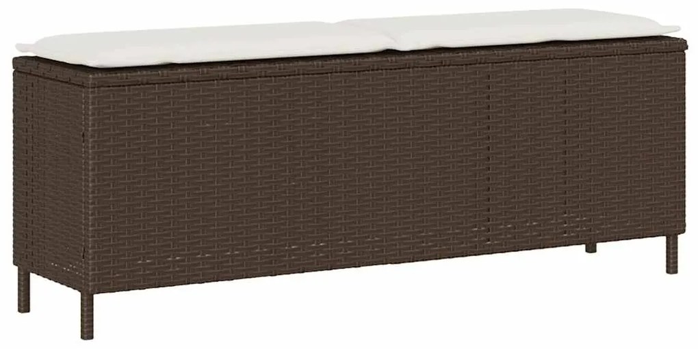 4104155 vidaXL Градинска пейка с възглавница Кафява 110x30x40,5 cm Поли ратан