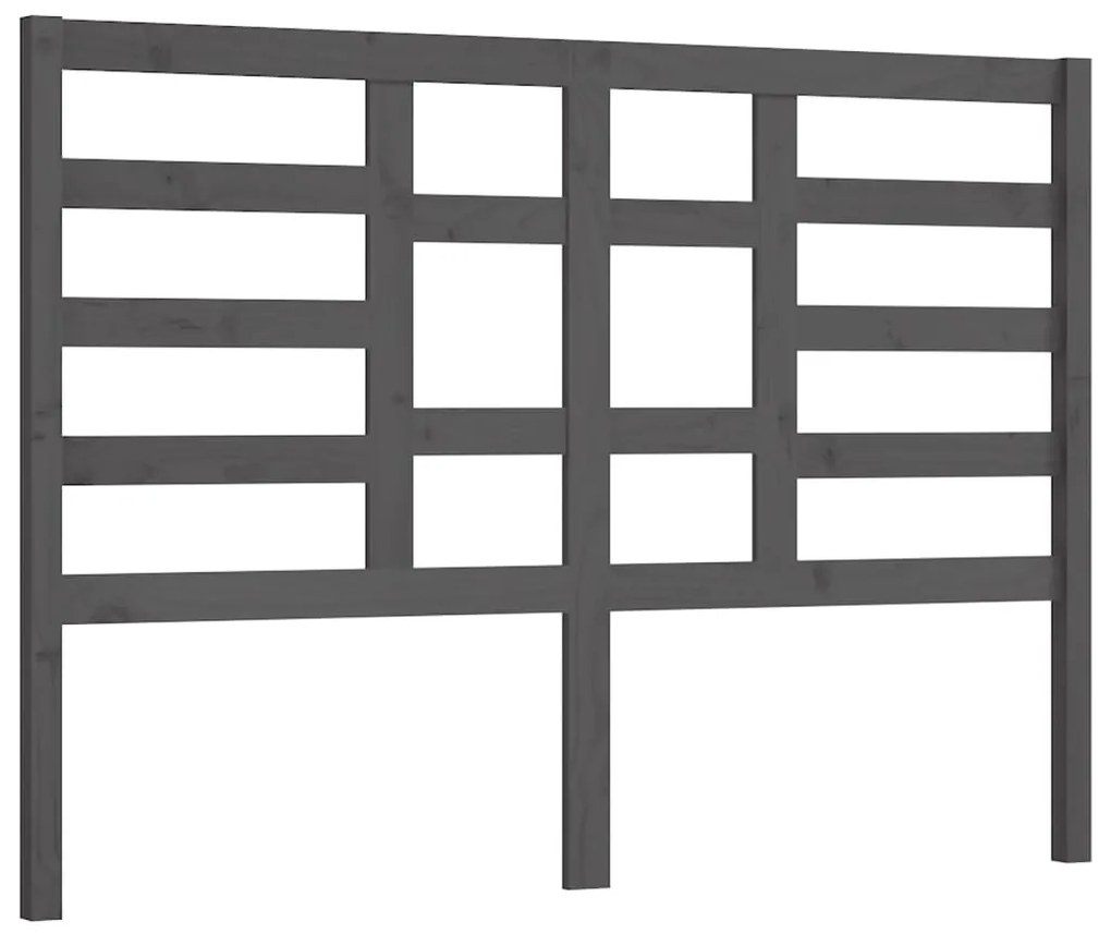 818132 vidaXL Горна табла за легло, сива, 126x4x104 см, бор масив