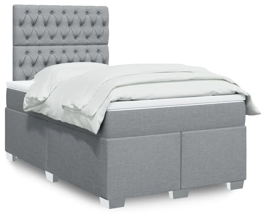 3292762 vidaXL Боксспринг легло с матрак, светлосиво, 120x200 см, плат