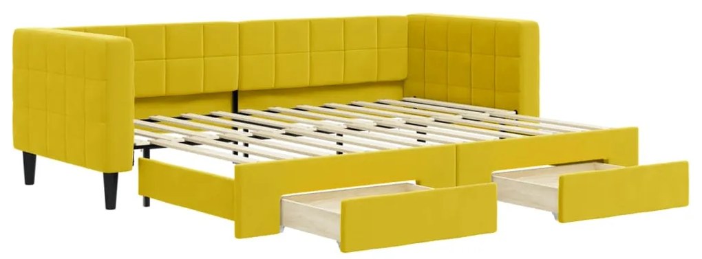 3196737 vidaXL Канапе с изтеглящо легло и чекмеджета жълто 80x200 см кадифе