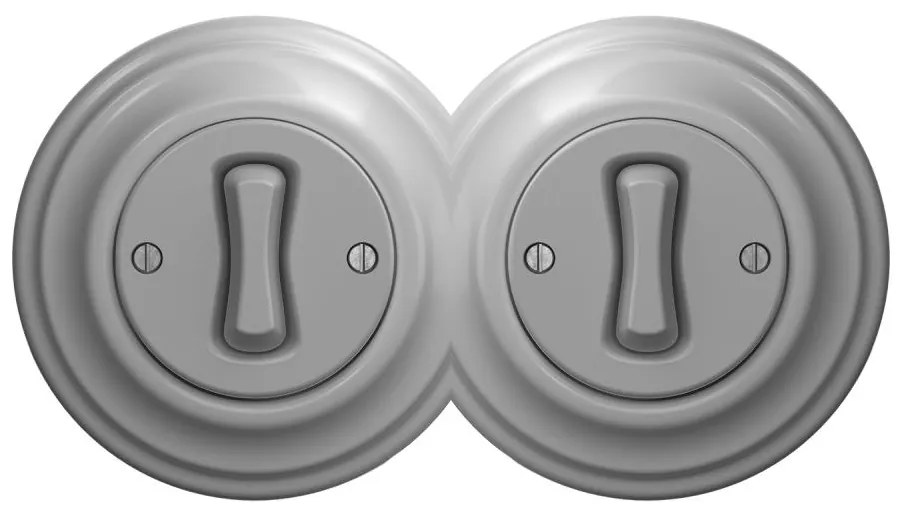 Kliklap - Двоен ретро еднополюсен ключ с рамка № 1 сив