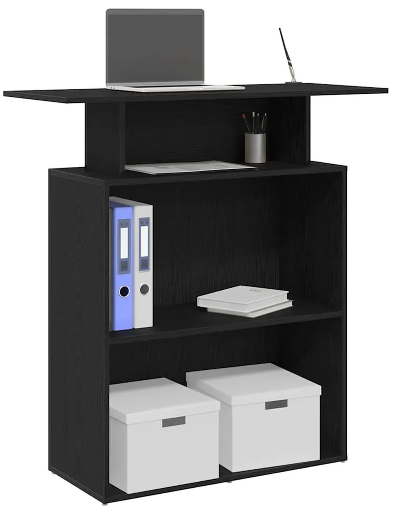 859052 vidaXL Рецепционно бюро, черно, 100x40x104 см, инженерно дърво