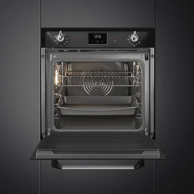 Фурна за вграждане Smeg SOP6900TN, 3000W, 68 л, Клас A, 9 функции и 5 нива на готвене, Самопочистване, Таймер, 30-280C, Черен