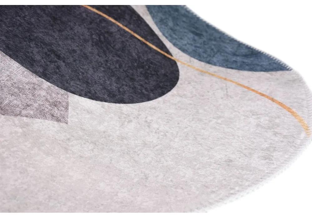 Синьо-сив миещ се килим 80x120 cm Oval - Vitaus