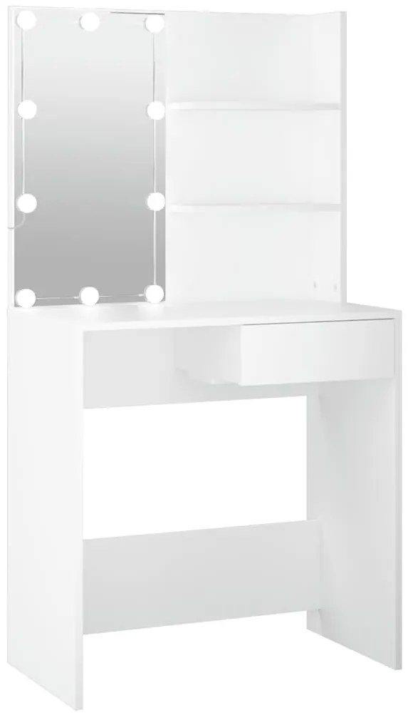 808801 vidaXL Тоалетка с LED, бяла, 74,5x40x141 см