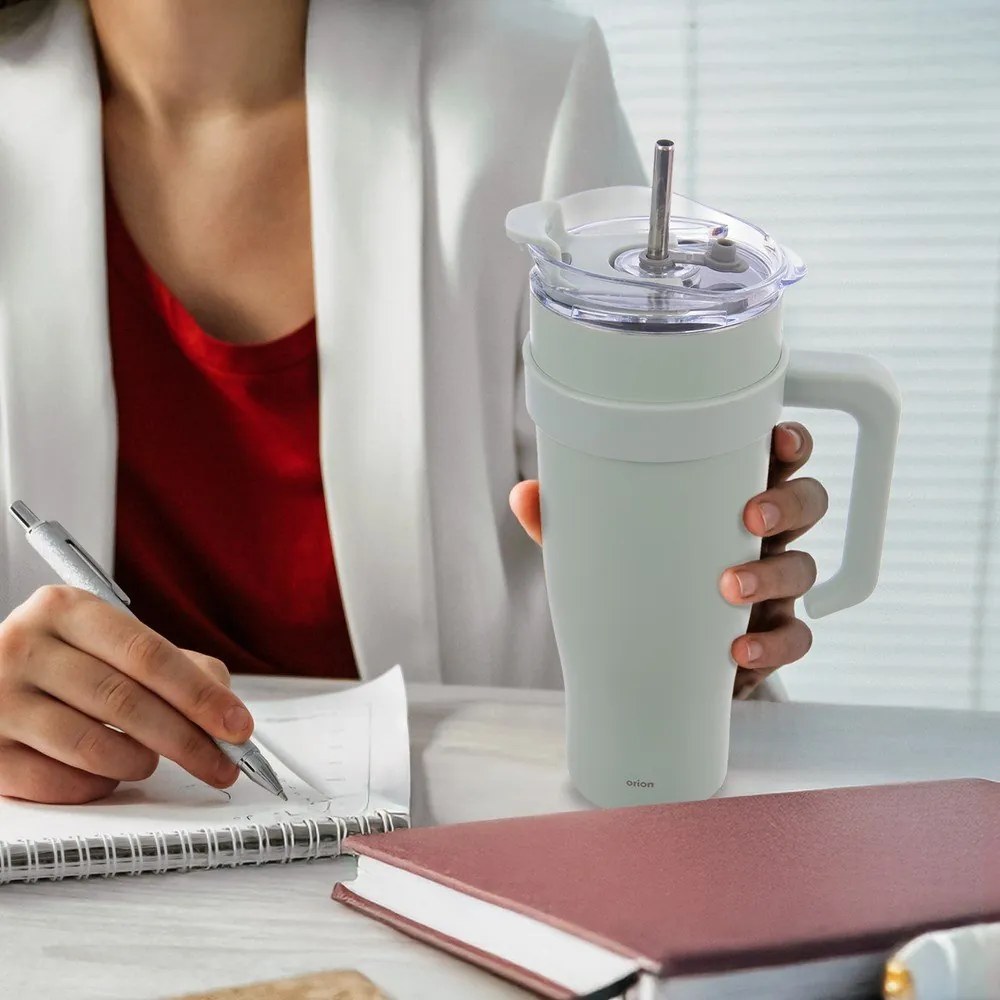 Светлозелена термочаша със сламка 1,2 l Termo – Orion