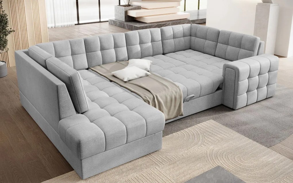 Ъглов диван Bale U-Светлосив-Ляв